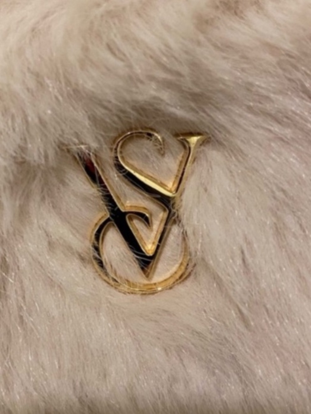 Victoria’s Secret Faur fur tote Gold Initials Monogram -